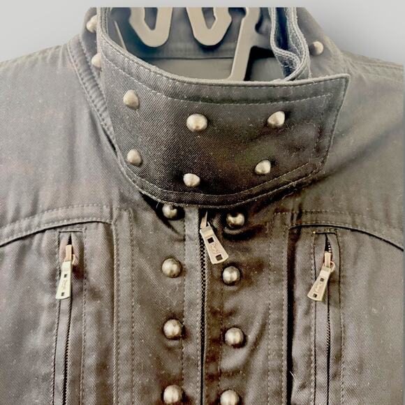 YSL Rive Gauche Tom Ford 2003 Studded Military Jacket Black FR 36 Archive Runway - Picture 4 of 11